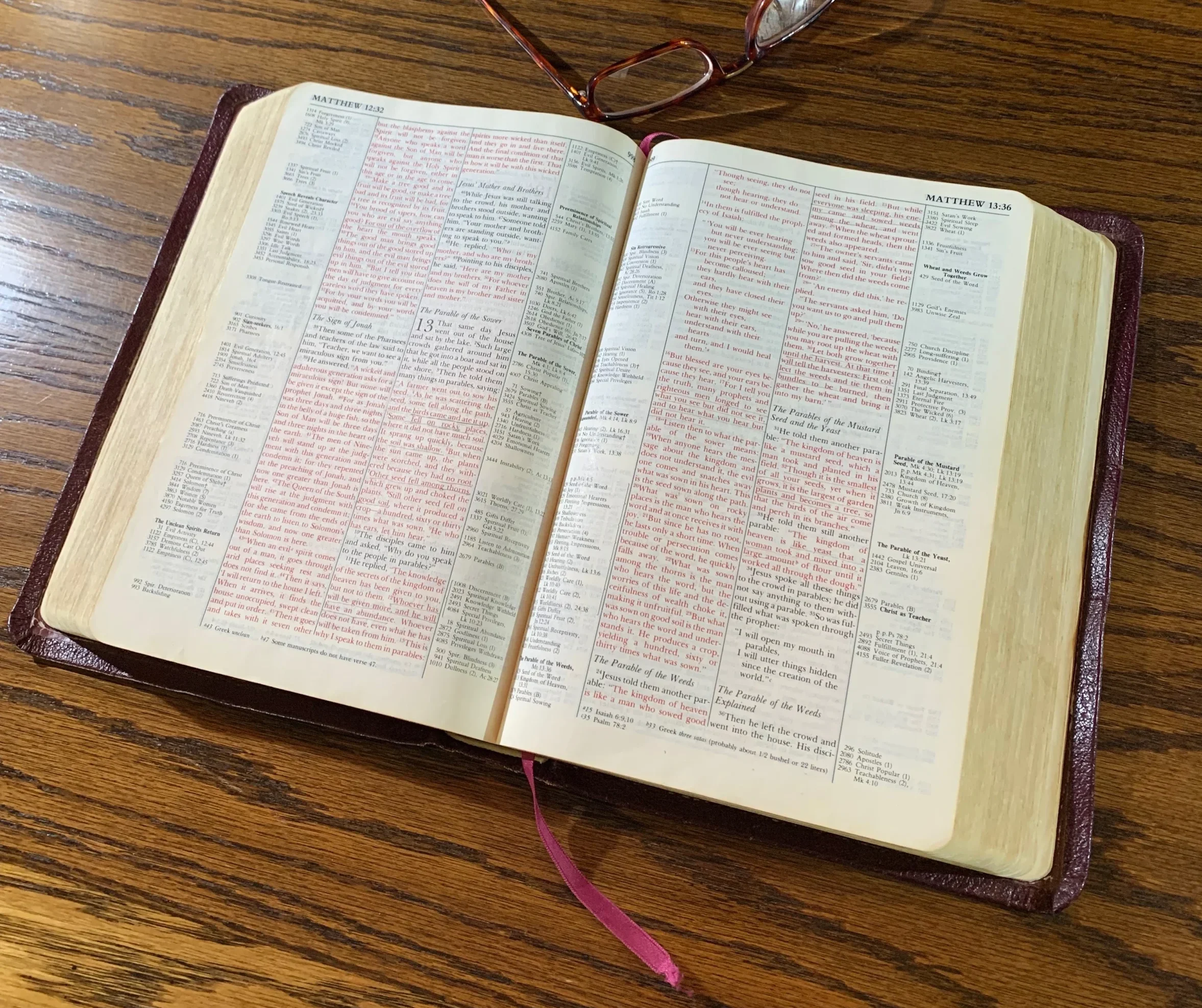 Bible open on table